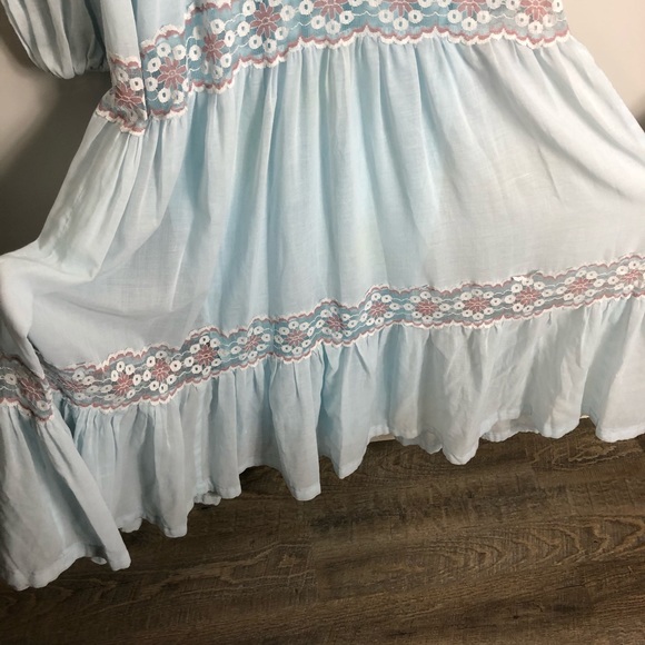 Vintage Gunne Sax Blue Boho Maxi Prairie Dress - Picture 4 of 16